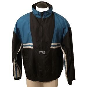 Skyr VTG Men’s XL Black Blue 1/2 Zip Long Sleeve Nylon Poly Windbreaker Jacket